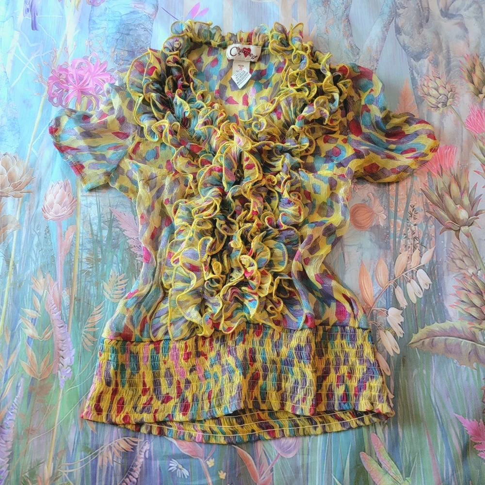 Sold90s Clowncore Blouse CHARMED Brand Size small - Picture 8 of 8